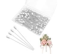 100pcs Sewing Pins, Buttonhole Pin, Fabric Pins, 5.5cm Long Teardrop Pearl Button Hole Pins Sewing, Pins Sewing for Dressmaking, Floristry Supplies, Wrist Corsage, Bouquets, Crafts, DIY Making