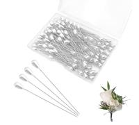 100pcs Sewing Pins, Buttonhole Pins, 5.5cm Long Teardrop Pearl Pin For Floristry Supplies, Wedding Button hole, Boutonniere, Scarf, Hat, Wrist Corsage, Quilting, Bouquets, Crafts, DIY Dress Making