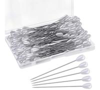100Pcs Sewing Pins,Buttonhole Pins,54mm Long White Pearl Buttons Hole Straight Pin Accessories Apply for Sewing Bridal Dresses,Wedding Boutonniere, Artificial Flower,Diy Corsage,Jewelry Decoratioan
