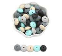 100Pcs Silicone Abacus Beads 15mm Mix Color Silicone Beads Saucer Beads Colorful Lentil Bead Loose Spacer Jewelry Beads DIY Craft Beads for Making Necklace Bracelet Keyring Keychain Accessories (B)