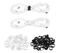 100Pcs Silicone Rubber Bands, 0.5x0.2in/13x5mm Thick Rubber Bands Silicone Cable Ties for Wire Cord Wrapping Bag Wraps School Home Office Elasticity Ring Organization(Black, White)