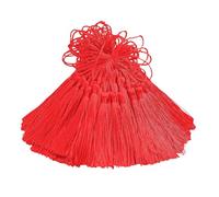 100pcs Silky Handmade Craft Tassels Mini Pendant for DIY Bookmark, Keychain, Garland, Graduation Cap, Curtains, Jewelry Making, Party Decoration, Sewing, Cushions and Home Decor (Red)