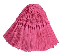 100pcs Silky Handmade Craft Tassels Mini Pendant for DIY Bookmark, Keychain, Garland, Graduation Cap, Curtains, Jewelry Making, Party Decoration, Sewing, Cushions and Home Decor (Dark Pink)