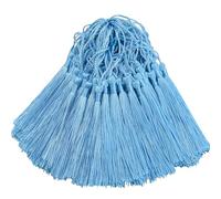 100pcs Silky Handmade Craft Tassels Mini Pendant for DIY Bookmark, Keychain, Garland, Graduation Cap, Curtains, Jewelry Making, Party Decoration, Sewing, Cushions and Home Decor (Sky Blue)