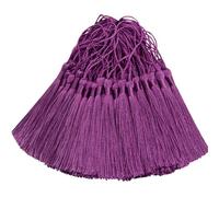 100pcs Silky Handmade Craft Tassels Mini Pendant for DIY Bookmark, Keychain, Garland, Graduation Cap, Curtains, Jewelry Making, Party Decoration, Sewing, Cushions and Home Decor (Eggplant Purple)