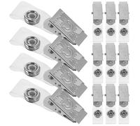 100pcs Silver Badge Clip with Strap for Id Cards and Keys | Iron and PVC Build, Serrated Alligator Grip, Quick Clip on Chest Pocket, for Seminars and Clinic Use