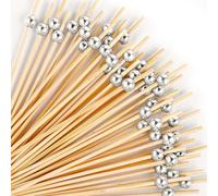 100PCS Silver Cocktail Picks Fancy Cocktail Toothpicks for Appetizers Charcuterie Cups Shiny and Sturdy Cocktails Toothpicks for Fruit Kabobs Sandwiches Wedding Birthday Tea Party 4.7 Inch