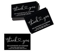 100Pcs Simple Black Thank You Business Cards Online Shop Small Thanks Greeting Cards Special Design Support Business Thanks Cards for Online Retail Store