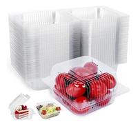 100pcs Single Individual Cake Slice Boxes, Plastic Clear Cupcake Boxes with Lid, Stackable Square Box Triangular Sandwich Cheesecake Storage Box for Pastry, Salad, Cakes(Square)