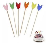 100Pcs Skewers Bamboo Cocktail Wooden Tropical Toothpicks Colorful Heart Cocktail Heart Swizzle Picks Wood Accessories Food Picks for Drink Desserts