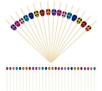 100PCS Skull Picks, Halloween Cocktail Toothpicks for Drinks, Bamboo Skewers for Appetizers, Fruit, and Party Decorations, Perfect for Christmas, Birthday, and Halloween Events