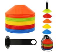 100Pcs Slalom Cone for Sports Training 5 Colors Agility Disc Cones Set with Carry Bag and Stand for Soccer Football Basketball