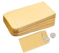 100PCS Small Kraft Envelopes - 5.7"x8.9" Moisture-Activated Seal, Money/Coin Envelopes for Budgeting & Storage or Mini Gift Pouch (Brown, Self-Sealing Flap)