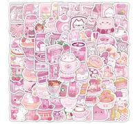 100PCS Small Size Pink Snack Stickers, Cute Drinks Desserts Sticker Set for Books Cell Phones Skateboards Guitars, Vinyl Waterproof Vsco Kawaii Bread Ice Cream