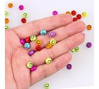 100pcs Smiley Face Beads,Mix Colors Acrylic Happy Face Spacer Beads