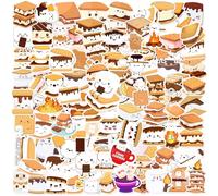 100PCS Smores Stickers, Smores Party Favors Birthday Party Decorations Vinyl Waterproof Stickers for Water Bottle Laptop Luggage Helmet Gifts for Teens Boys Girls Adult