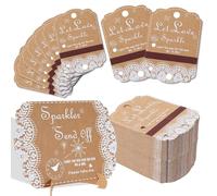 100PCS Sparkler Tags 1PCS Sign Lace Sparkle Tags for Weddings Send Off Wedding Exit Sign with Match Strips Striker - Sparkler and Match NOT Included,Kraft Paper