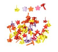 100Pcs Split Pins Multicolor Metal Brad Fasteners Round Brads Heart Brads Flower Brads for Paper Craft Scrapbooking