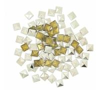 100Pcs Square Copper Studs Metal Hotfix Rhinestones for Clothes Flat Back Studs Iron On Rivets Punk Accessories DIY Shoes/Hats-10MM Square Silver