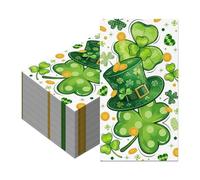 100Pcs St Patricks Day Napkins Clover Napkins Shamrock Lucky Clover Plaid Disposable Guest Towels for Party Kitchen Cocktail Wedding Baby Shower Bathroom Irish Holiday