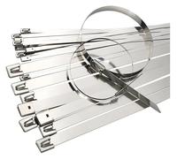 100Pcs Stainless Steel Cable Ties - 4.6/7.9mm Coated Metal Zip Ties for Exhaust Wrap and Versatile Locking Applications(4.6mm,150mm)