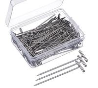 100Pcs Stainless Steel Wig Straight Pins Jewelry T Pins Wig Head Metal Sewing T Pins with Plastic Box Strong Steel Sewing T Pins for Crafts Blocking Knitting