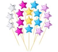100pcs Star Cake Topper Colorful Star Birthday Toppers for Cakes Cupcake Toppers Sticks Star Cake Decorations for Birthday Parties Weddings Engagements Wedding Anniversaries Bridal Showers