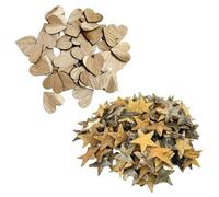 100Pcs Star Shaped Decoration Accessories, 50Pcs Love Wood Chips, Wedding Decoration Confetti, Bark Five-Pointed Star, Diy Project Star Shaped Accessories, Party Star Shaped Gifts