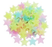 100Pcs Stars Glow in The Dark Luminous Fluorescent Plastic Wall Stickers Full Colour 3cm