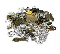 100PCS Steampunk Gears, Cogs and Gears, Assorted Vintage Antique SteampunkGears Charms Cogs Mixed for Necklace Bracelet Jewelry Making Accessory