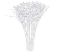 100Pcs Stems Pearl Sticks Beading on Wire Stems, Pearls String Beaded Bouquet Sticks, Artificial Pearls String Beads for Wedding Bridal Flower Bouquet, DIY Decoration Accessories (White)