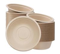 100Pcs Strong Disposable Paper Bowls,12oz 340ml Disposable Sugarcane Bagasse Bowls Brown Super Rigid Biodegradable and Compostable Bowls,Plastic Bowls for Party,Soup,Dessert Bowl,Sturdy Paper Bowls