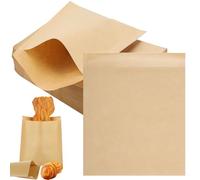 100Pcs Strung Kraft Paper Bags 10x10inch,Brown Paper Bag Food Carrier Bags for Vegetables,Bread,Gifts,Groceries,Sandwiches,Popcorn Bag 25 * 25cm Paper Recyclable Brown