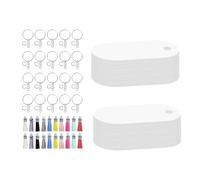 100pcs Sublimation Aluminum Plates Keychains Blanks Heat Transfer Keyring Accessories with Tassels and Jump Rings Keychain Set