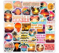 100Pcs Sunset Stickers - Beach Stickers, Sun Decals, Summer Decals for Water Bottle and Laptop, Palm Trees Party Supplies & Decorations, Beachy Stuff, Gifts for Women & Men