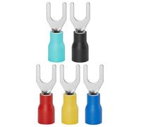 100PCS SV 1.25-3 Fork Terminals, Pre-Insulated U-Shaped Copper Connectors, Color Coded Crimp Terminals for 1.25-3mm² Connector(SV 1.25-6 (100 pcs))