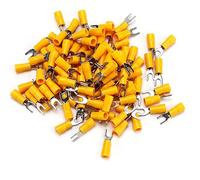 100pcs SV1.25-4/2-3/3.5-5/5.5-6 Crimp Terminal Spade Fork Connector Wire Copper Crimp Connector Insulated Cord Pin(SV Yellow,SV5.5-5 (100PCS))