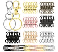 100PCS Swivel Clasps Lanyard Snap Hooks with Key Rings, Key Chain Clip Hooks Lobster Claw Clasps for Keychains Jewelry DIY Crafts (Multicolor)