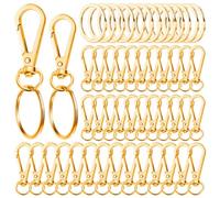 100PCS Swivel Clasps Lanyard Snap Hooks with Key Rings, Swivel Snap Hooks, Keychain Hook, 50 Pcs Large and Small Swivel Hooks, Swivel Clasp with 50 Key Rings for DIY Crafts, Lanyard Making(Gold)