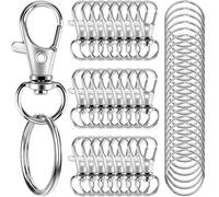 100Pcs Swivel Lobster Clasps & Key Ring Hoops with Plastic Box,50Pcs Metal Clips and 50Pcs Keyring Key Chain Hooks with Split Rings for Jewellery Making Hanging Crafts,Silver