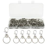 100Pcs Swivel Lobster Clasps & Key Ring Hoops with Plastic Box,50Pcs Metal Key Ring Clips and 50Pcs Keyring Rings Key Chain Hooks with Split Rings for Jewellery Making Hanging Crafts