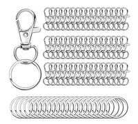 100PCS Swivel Snap Hooks with Key Rings, 50Pcs Key Chain Clip Hooks and 50Pcs Key Rings, Lanyard Lobster Claw Clasps for Keychains Jewelry Art Crafts (Silver)