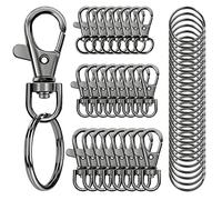 100PCS Swivel Snap Hooks with Key Rings, Premium Metal Swivel Lobster Claw Clasps Assorted Sizes (Large, Medium, Small) for Keychain Clip Lanyard, Jewelry Making, Crafts, Dark Grey