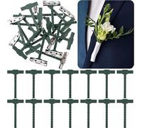 100pcs T-Shaped Plastic Boutonniere Safety Pins for Wedding, Birthday, Festivals and DIY Craft, Corsage Supplies for Bride and Groom