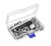 100PCS Tarpaulin Repair Kit,Grommet Tool Kit with Black Punch and Storage Box Metal Eyelets Grommets for Tarpaulin, Fabric, Curtains and Craft Making