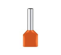 100PCS TE Connectors Red Copper Double Wire Connector Insulated Ferrules Cord End Crimp Terminal Pin Electrical Cable Connector(Orange,TE7508)