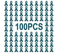 100pcs Teal Ribbon Pins Cervical Ovarian Cancer, Substance Abuse, Sexual Violence Awareness enamel lapel Brooch Hope Pin