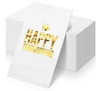 100pcs Thanksgiving Cocktail Napkins,Disposable Napkins with Happy Thanksgiving Gold Foiled,Fall Dinner Guest Paper Hand Towels for Autumn Harvest Thanks Theme Party Decorations,7.9 * 4.3inch