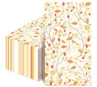 100Pcs Thanksgiving Disposable Napkins, Fall Leaf Design Bathroom Guest Towels, Premium Orange Paper Hand Towels for Autumn Home Party Supplies