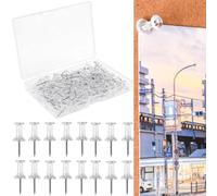 100pcs Thumb Tacks Clear Push Pins, Drawing Pins Map Pins with Storage Box Cork Board Pins for Home Office Pin Board Notice Pins For Pinboard